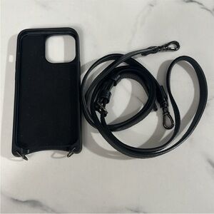 Black Emma bandolier iPhone 13pro case with strap.